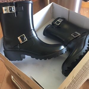 Michael Kors Rubber Boots, Black, Sz 11